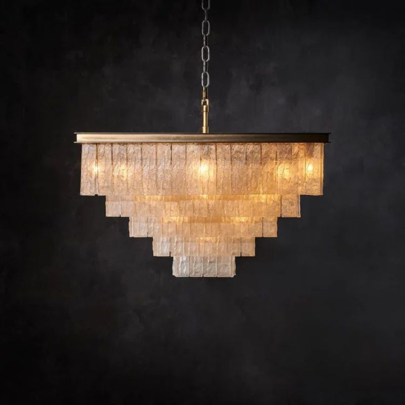 Claira Glass Square Multi-layer Chandelier