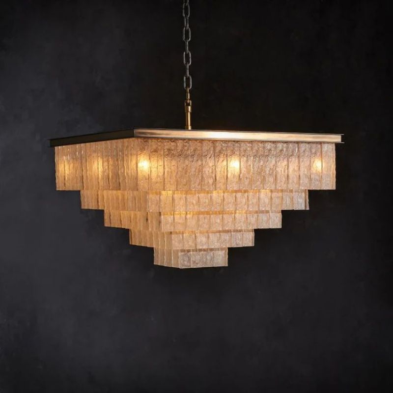 Claira Glass Square Multi-layer Chandelier