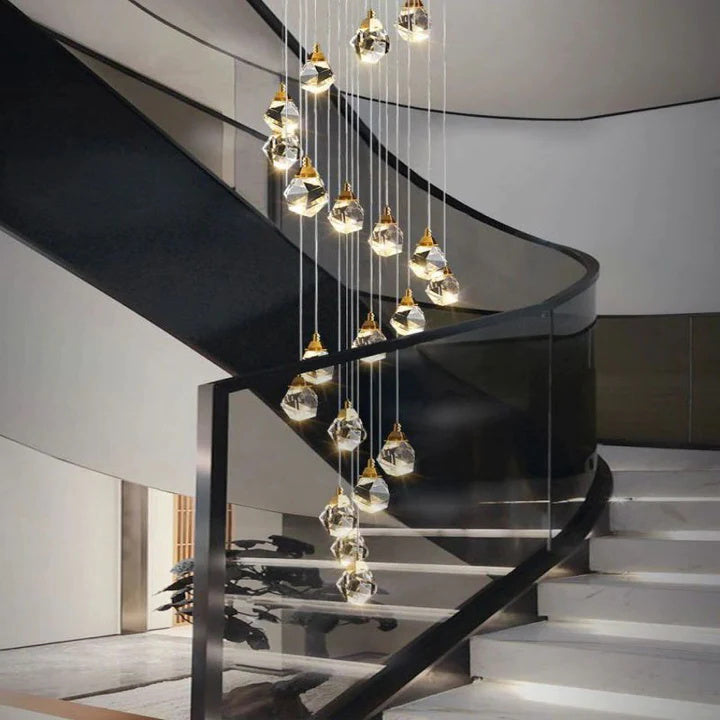 Alane 24 Lights Staircase Crystal Chandelier, Modern Long Chandelier Lighting
