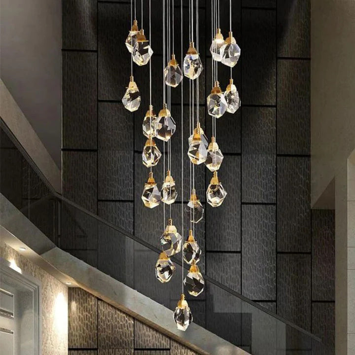 Alane 24 Lights Staircase Crystal Chandelier, Modern Long Chandelier Lighting