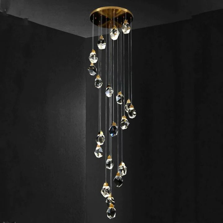 Alane 24 Lights Staircase Crystal Chandelier, Modern Long Chandelier Lighting
