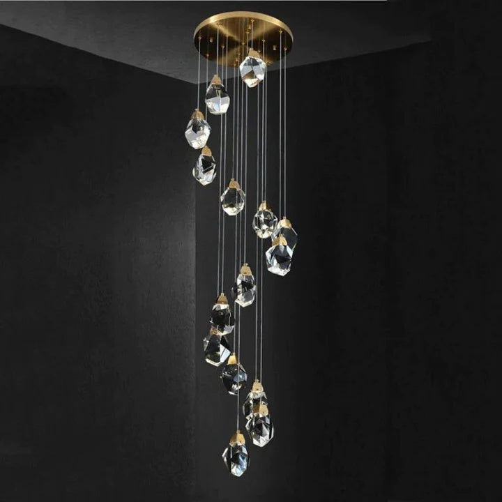 Alane 24 Lights Staircase Crystal Chandelier, Modern Long Chandelier Lighting