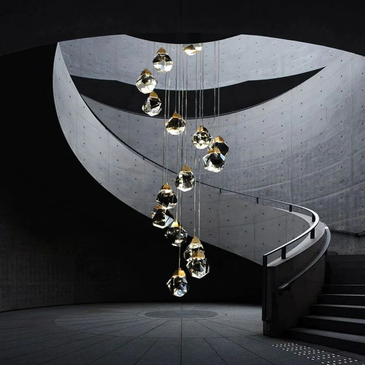 Alane 24 Lights Staircase Crystal Chandelier, Modern Long Chandelier Lighting