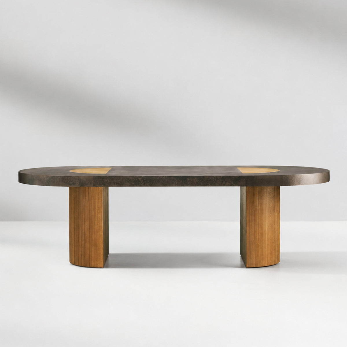 Calacius Dining Table Oxidized Steel Wood Industrial Artisanal Dining