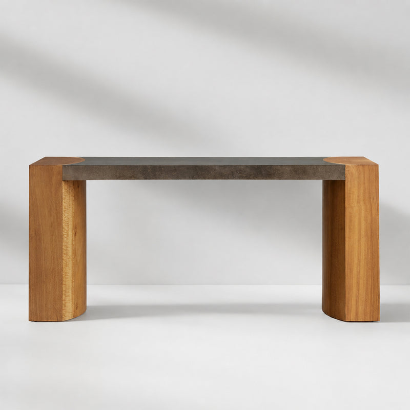 Calacius Steel Wood Console Table Handcrafted Industrial Style Living