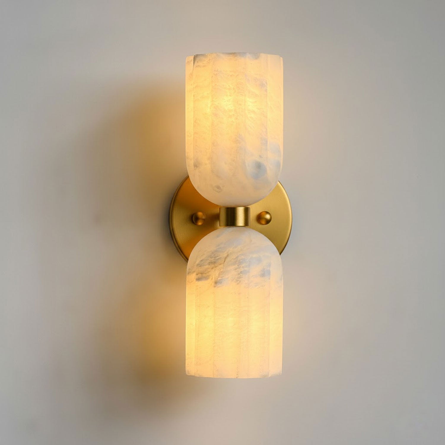 Dual Alabaster Ribbed Wall Sconce