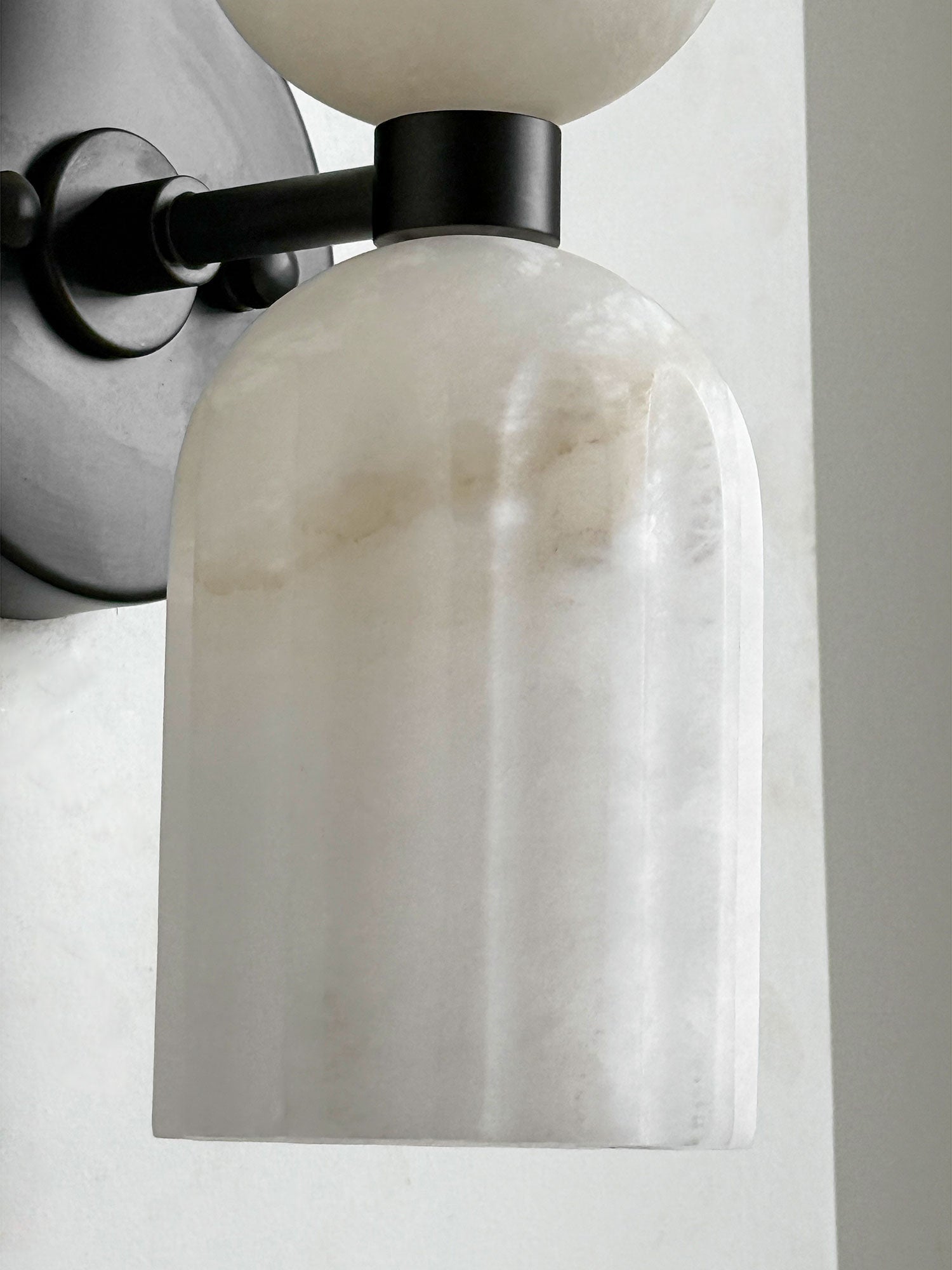 Dual Alabaster Ribbed Wall Sconce