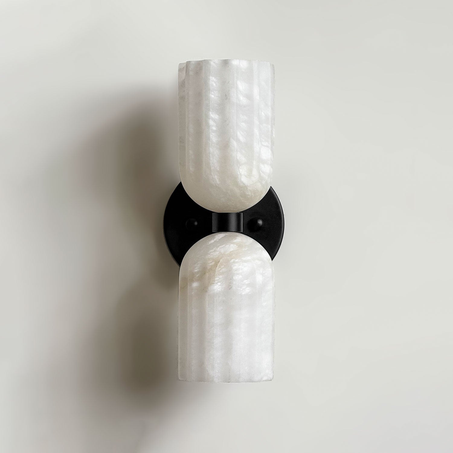 Dual Alabaster Ribbed Wall Sconce