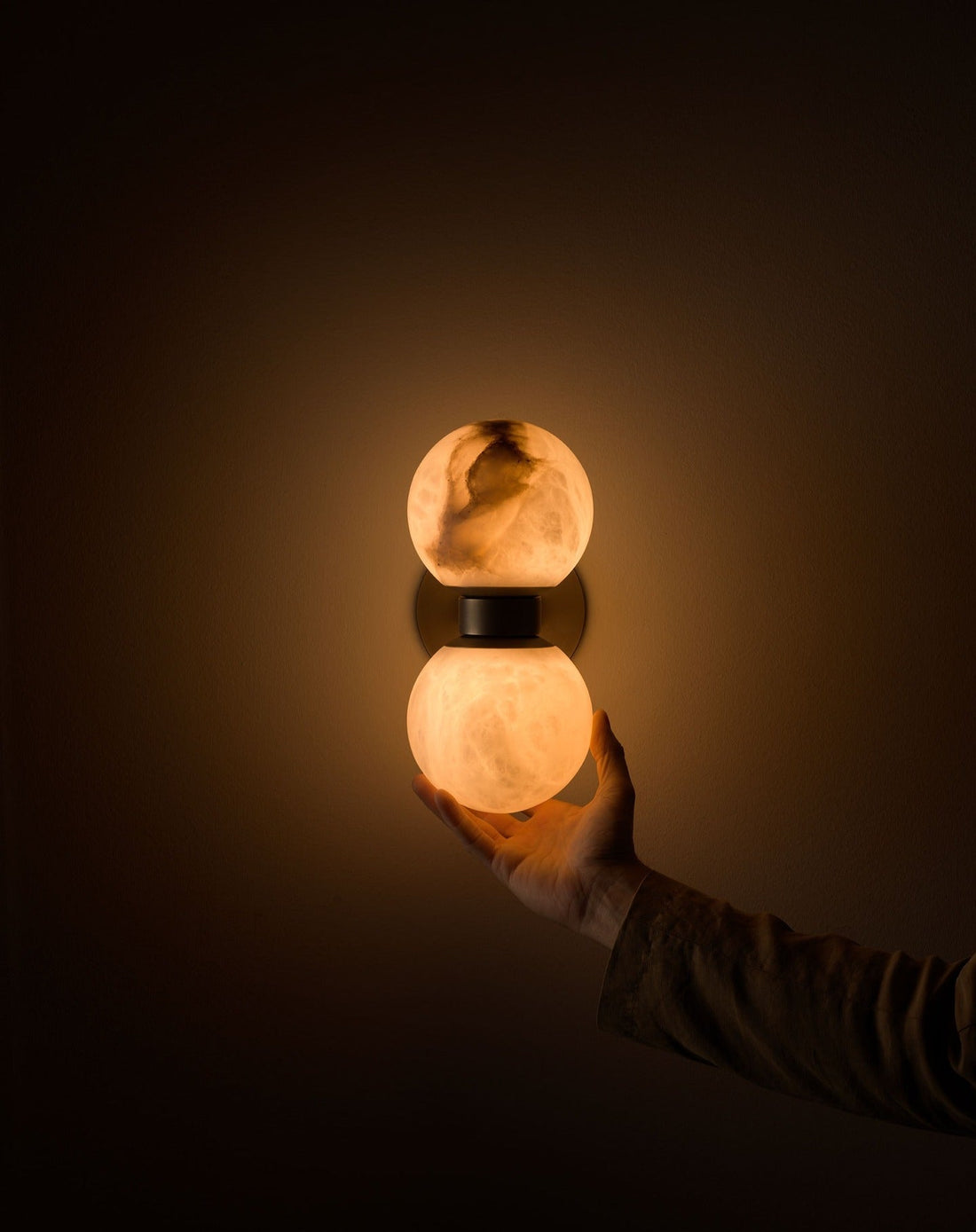 Dual Globe Alabaster Wall Lamp