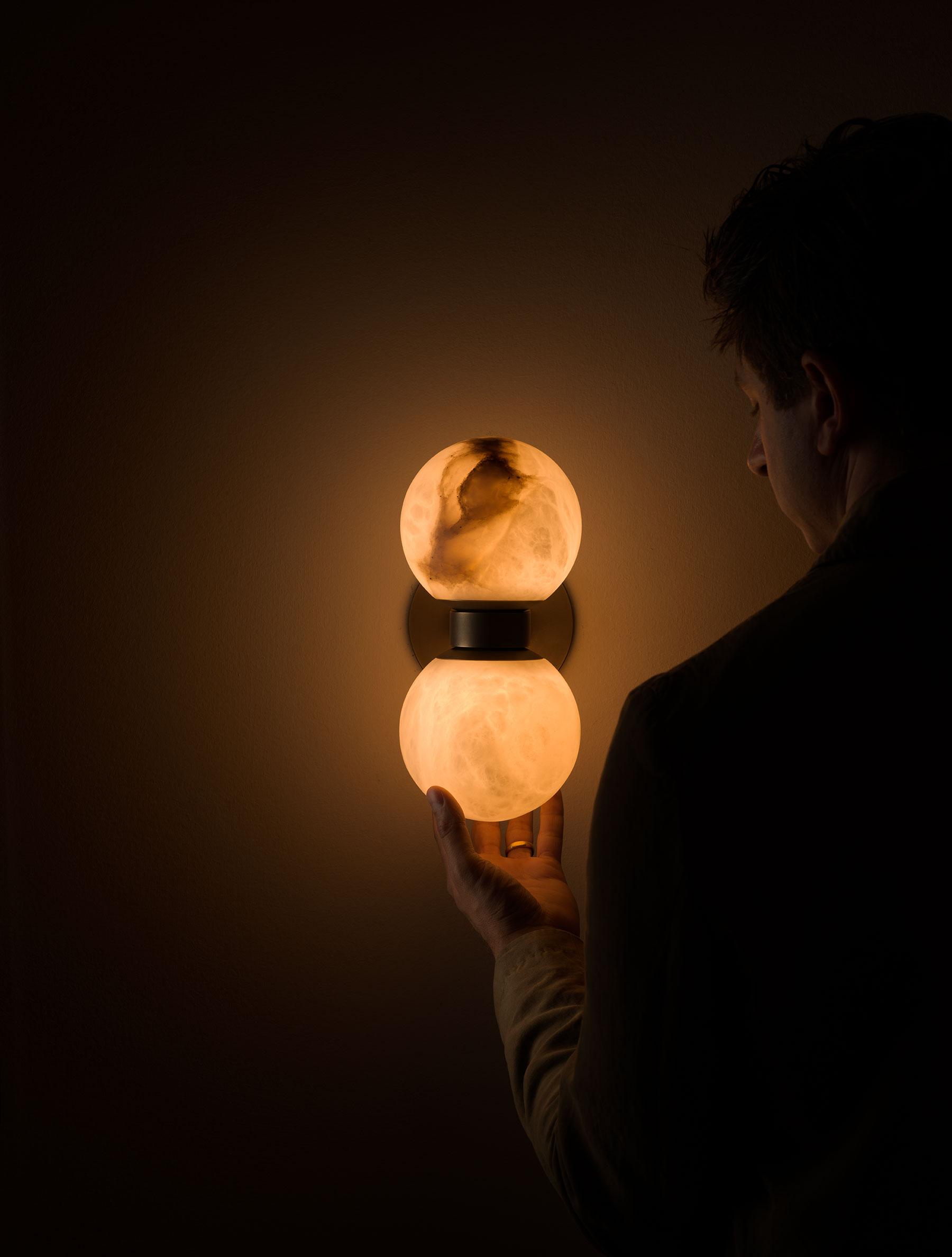 Dual Globe Alabaster Wall Lamp