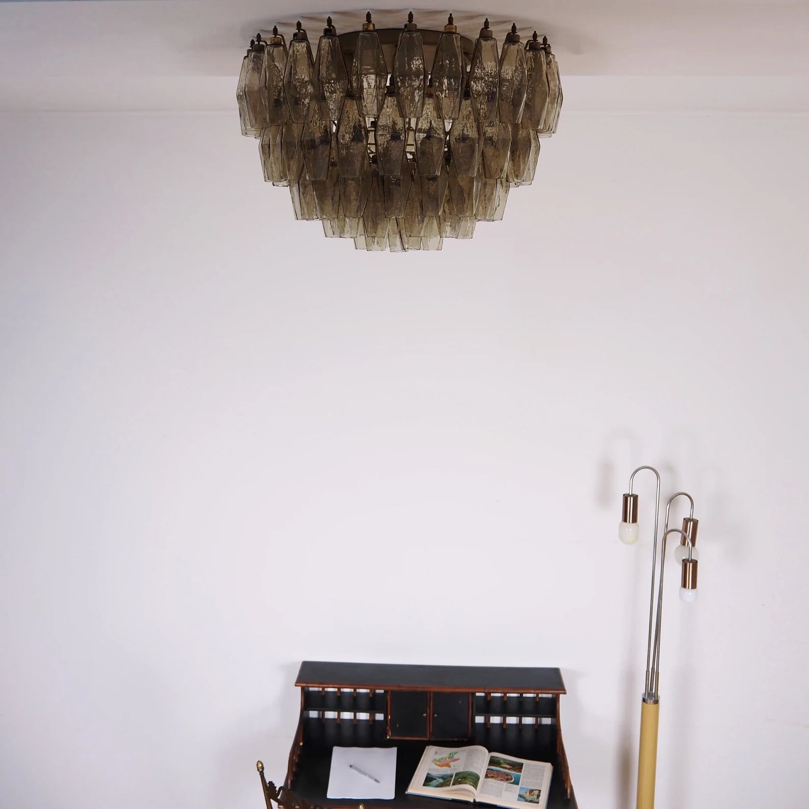 Murano Flushmount– Poliedri – 84 glasses – Dark smoked