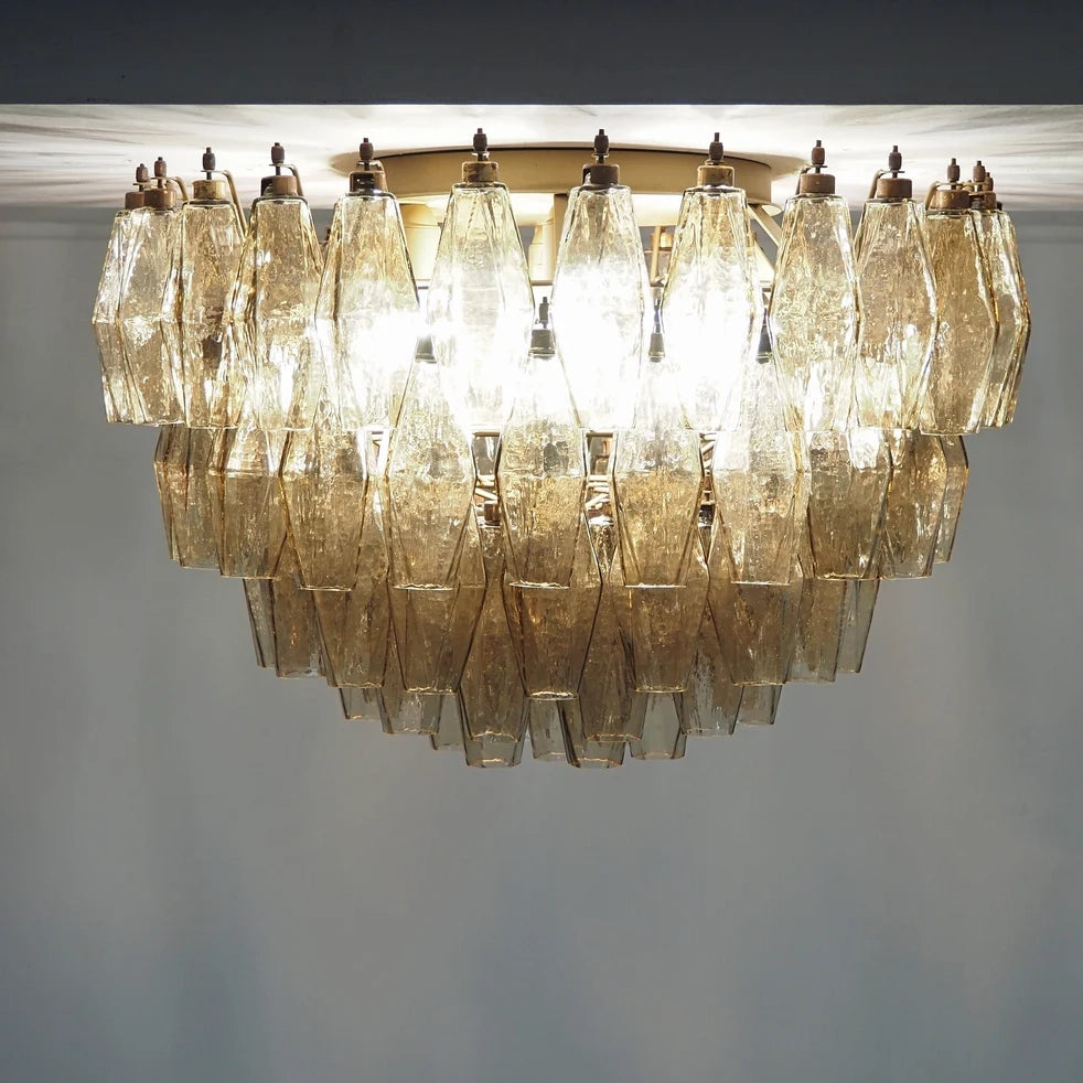 Murano Flushmount– Poliedri – 84 glasses – Dark smoked