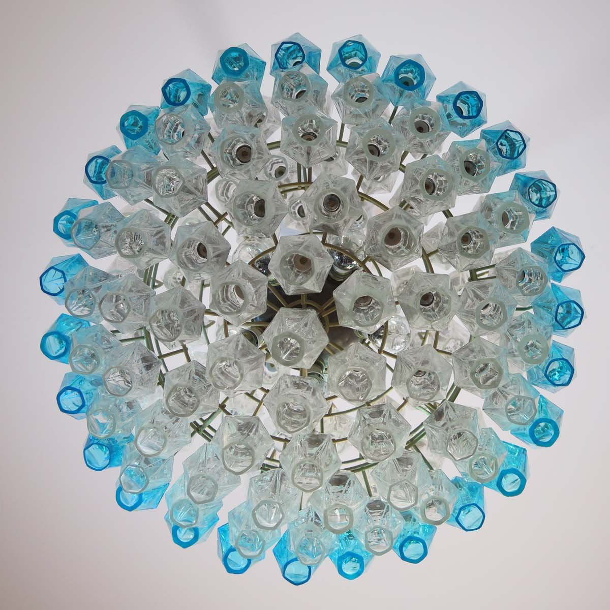Murano Chandelier – Poliedri – 140 glass – Transparent/Blue