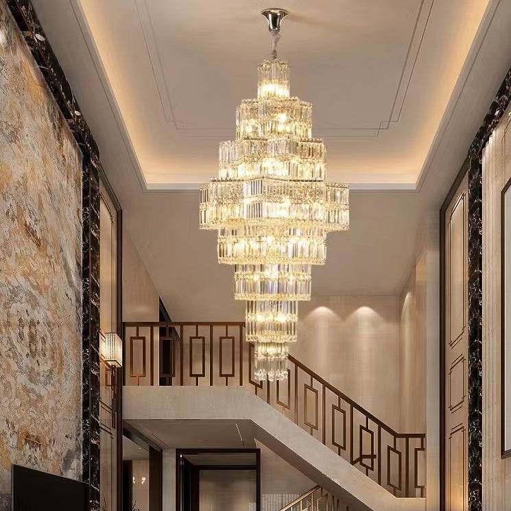 Extra Large Plaza Hall Multi-Tier Crystal Chandelier Foyer Living Room ...