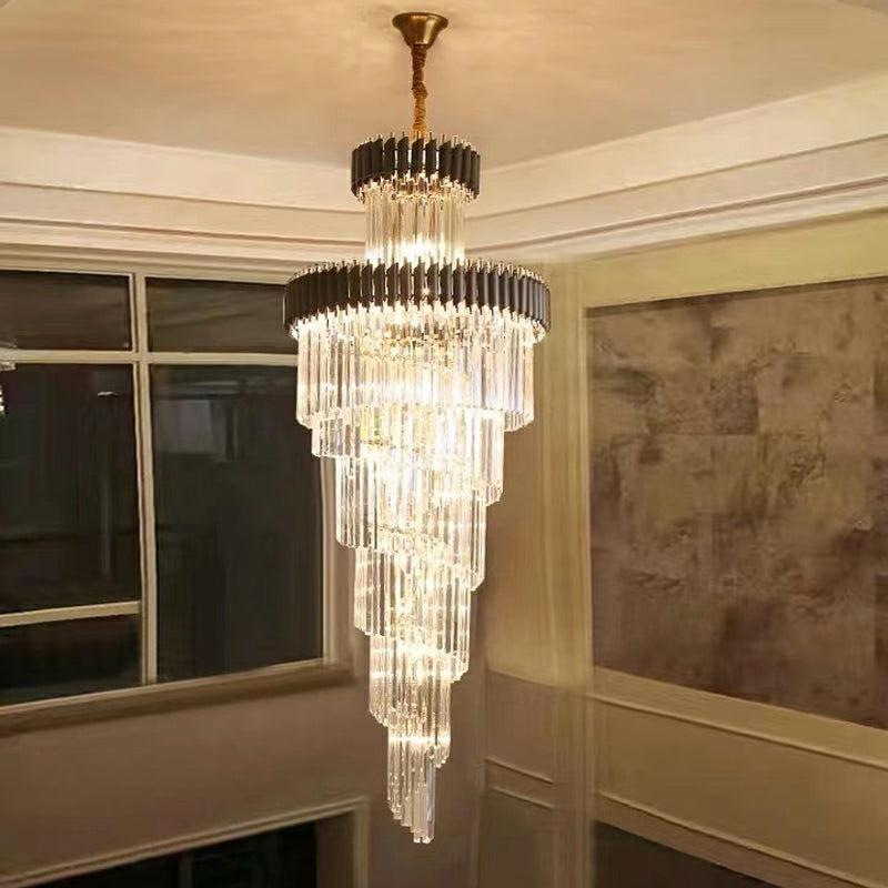 Spiral Crystal Chandelier For Foyer / Staircase