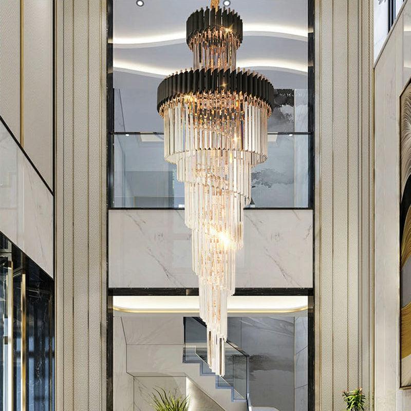 Spiral Crystal Chandelier For Foyer / Staircase