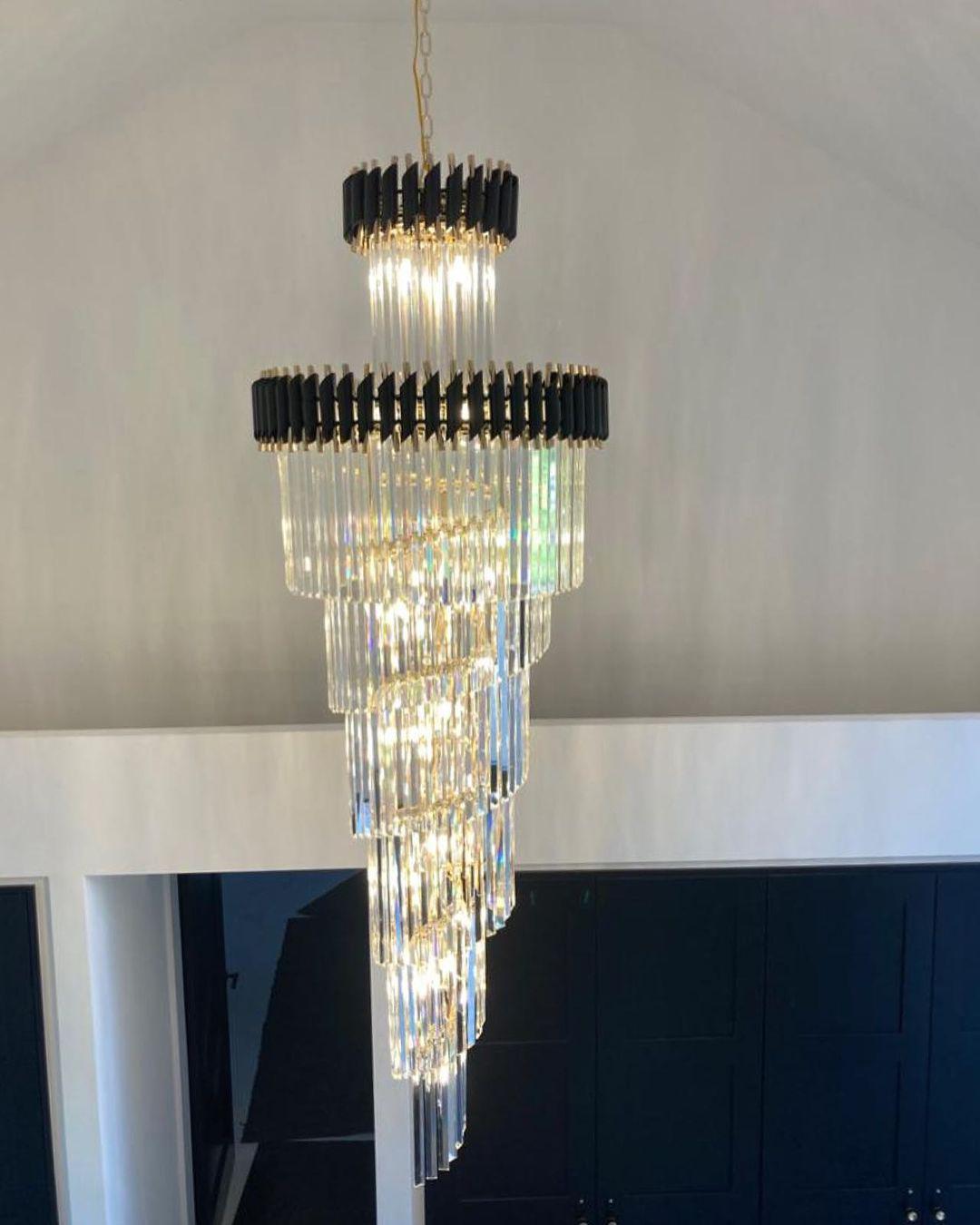 Spiral Crystal Chandelier For Foyer / Staircase