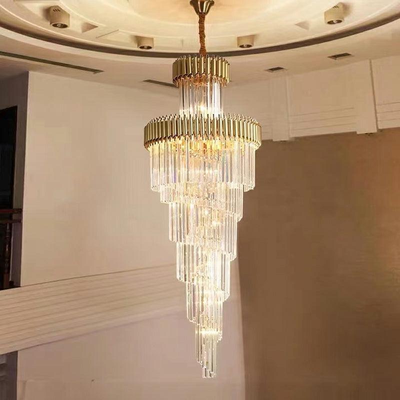 Spiral Crystal Chandelier For Foyer / Staircase