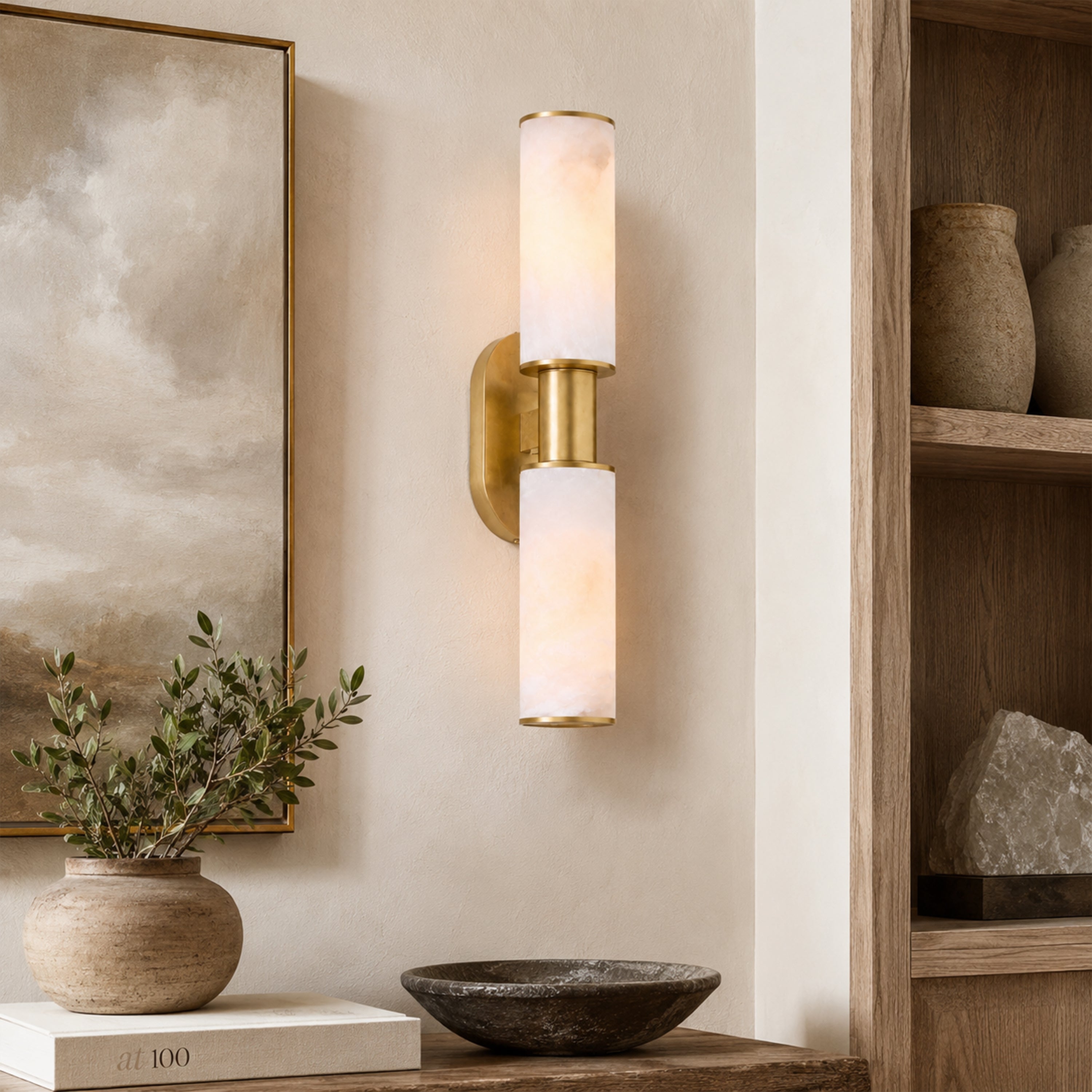 Aylan Double Sconce in Alabaster