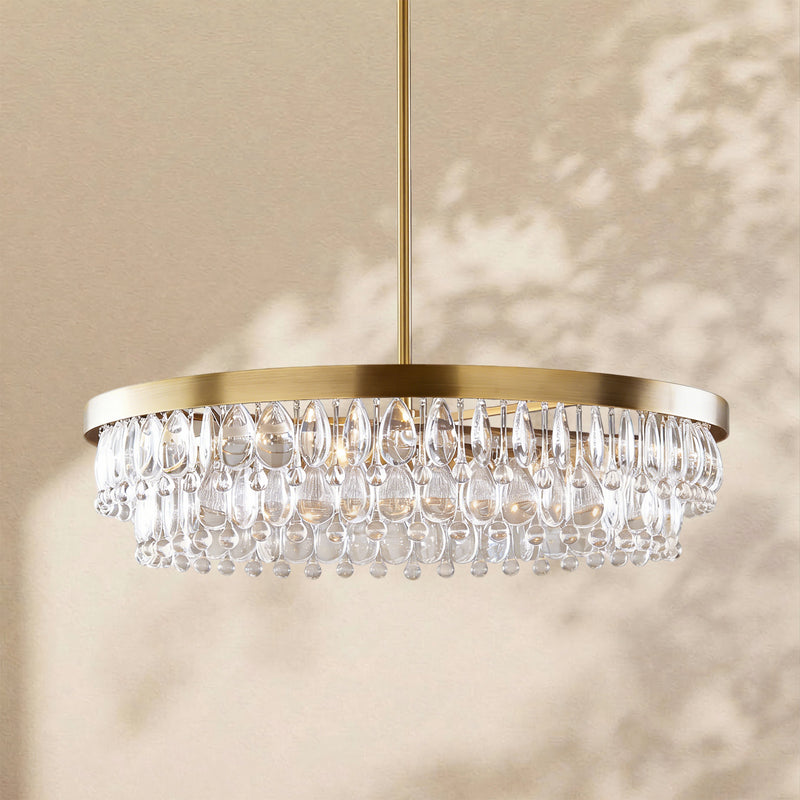 Handmade Art Crystal Glass Calira Modern Round Chandelier