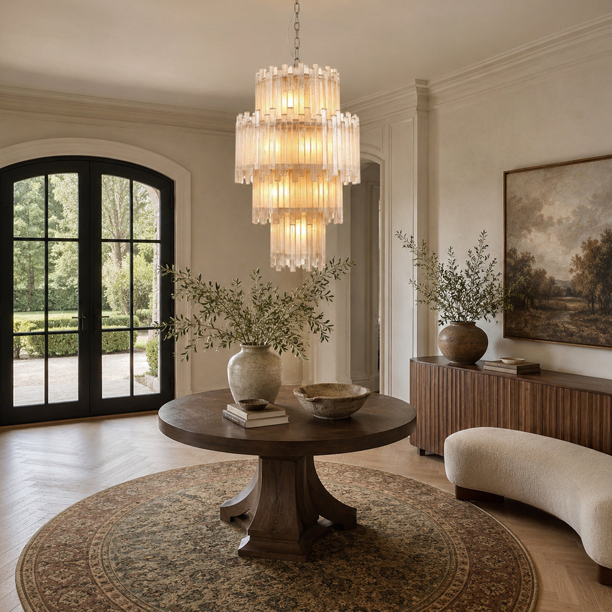 Claire 4 Tier Round Selenite Chandelier