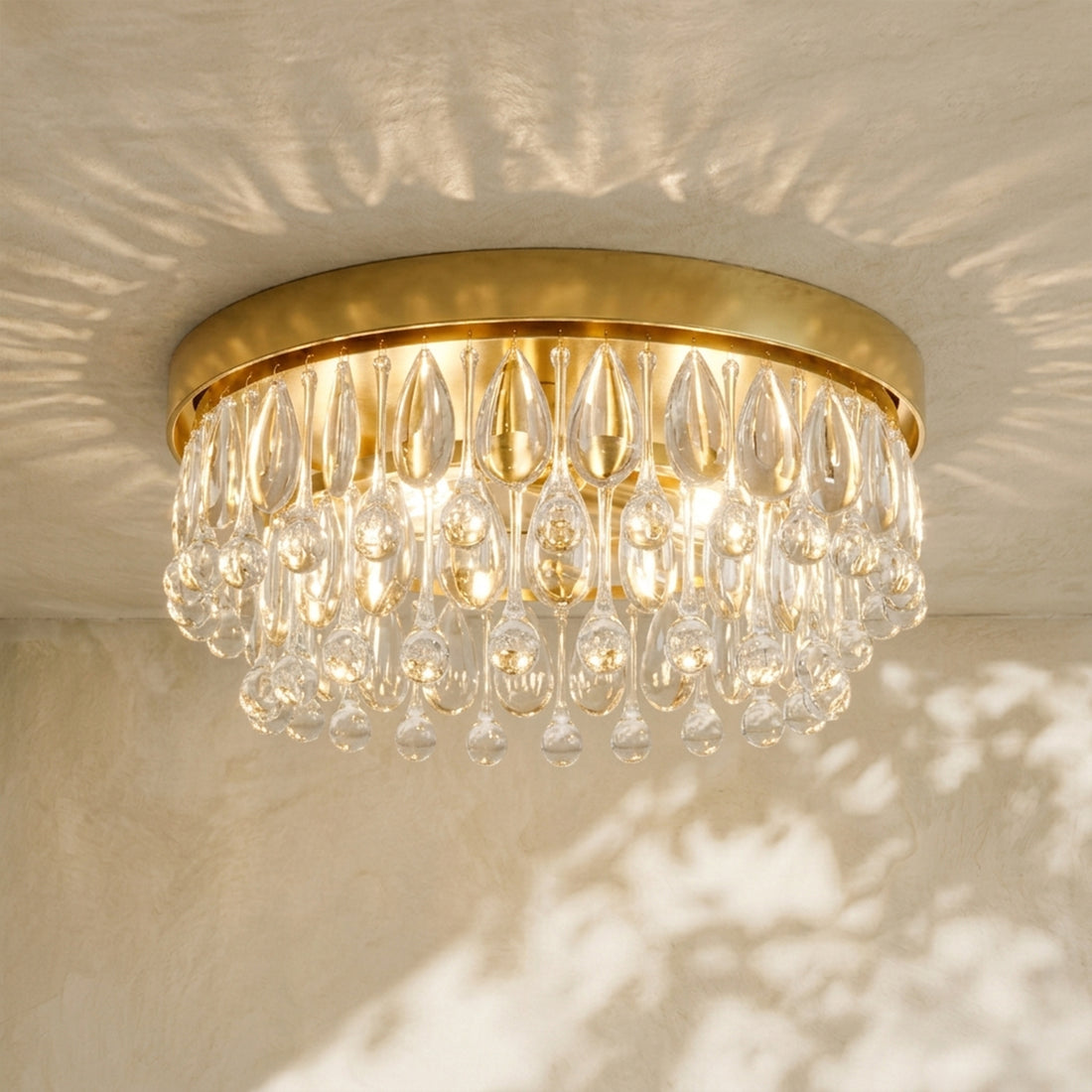 Handmade Art Crystal Glass Calira Modern Flush Mount