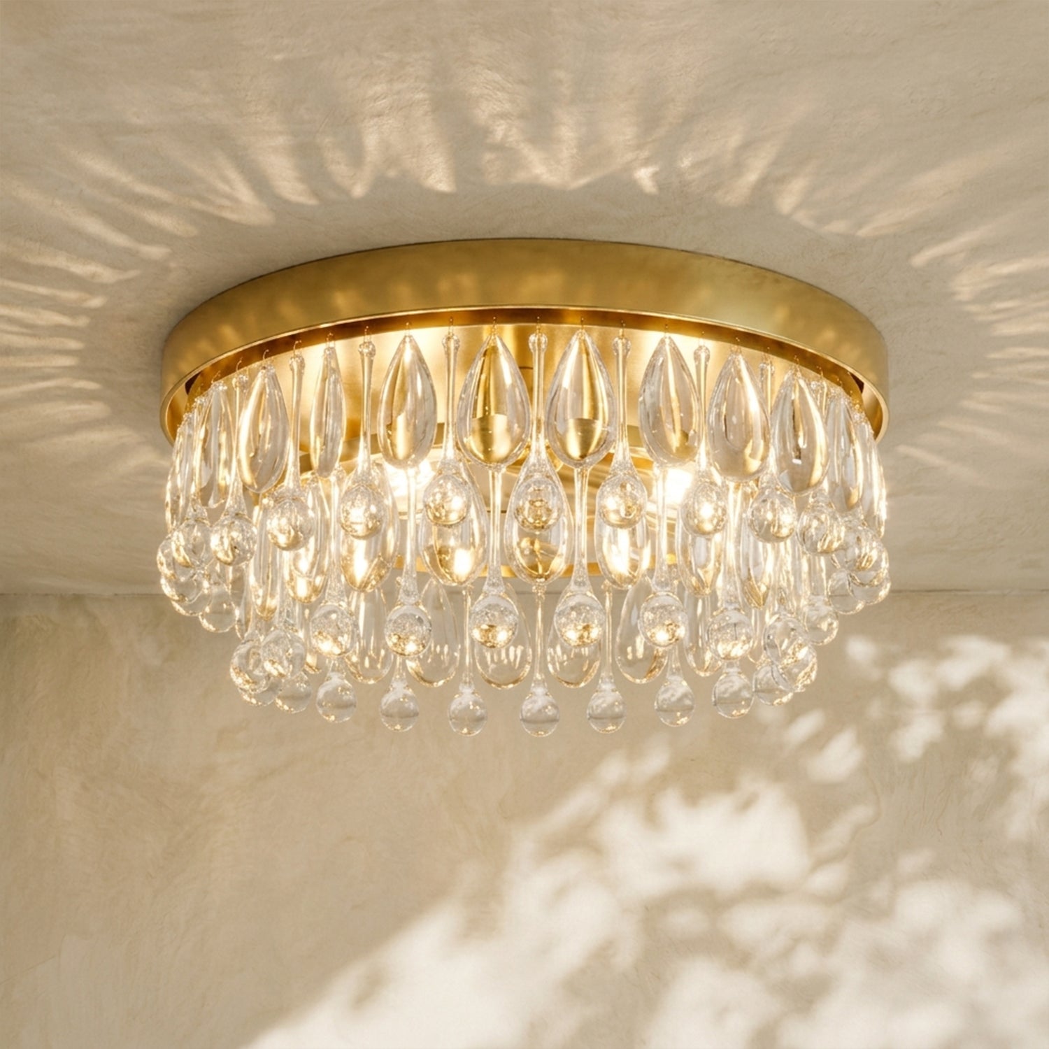 Handmade Art Crystal Glass Calira Modern Flush Mount
