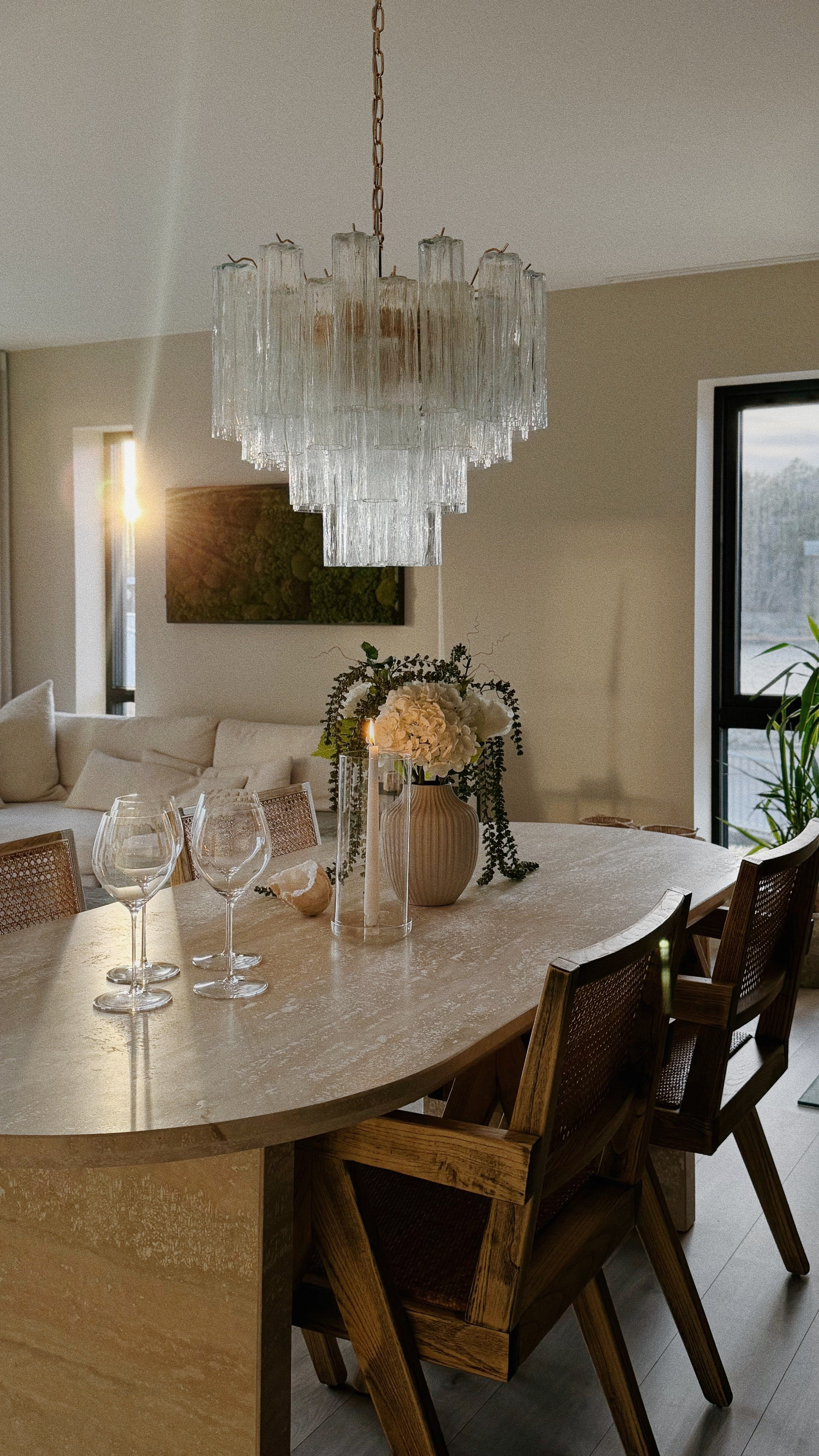 Murano Chandelier 36 Clear Glass Tubes
