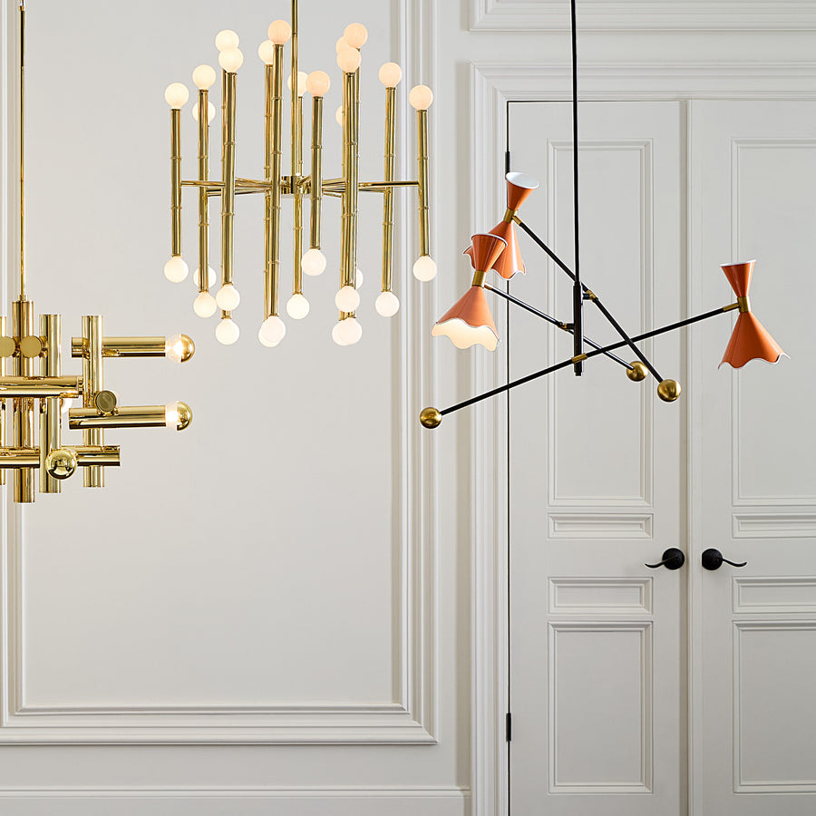 Bamboo Detail Brass Chandelier