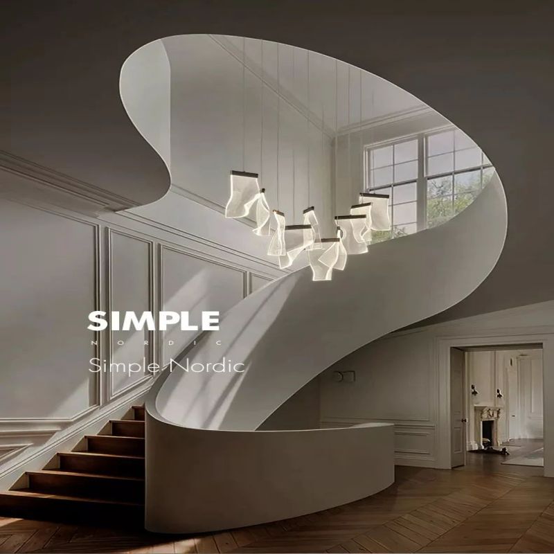 Flame Round Chandelier For Staircase