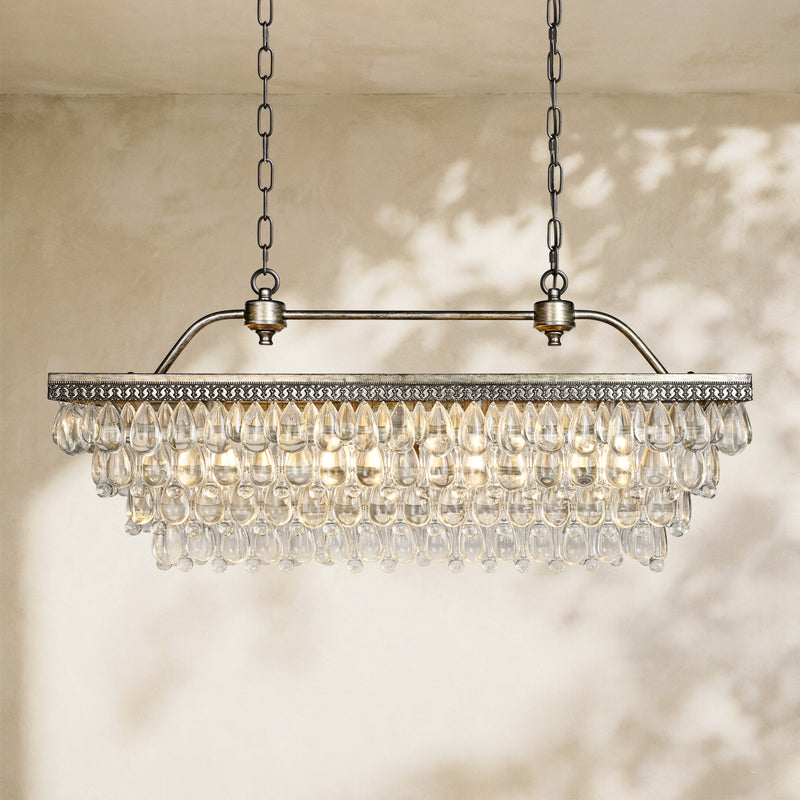 Handmade Art Crystal Glass Calira Rectangular Chandelier