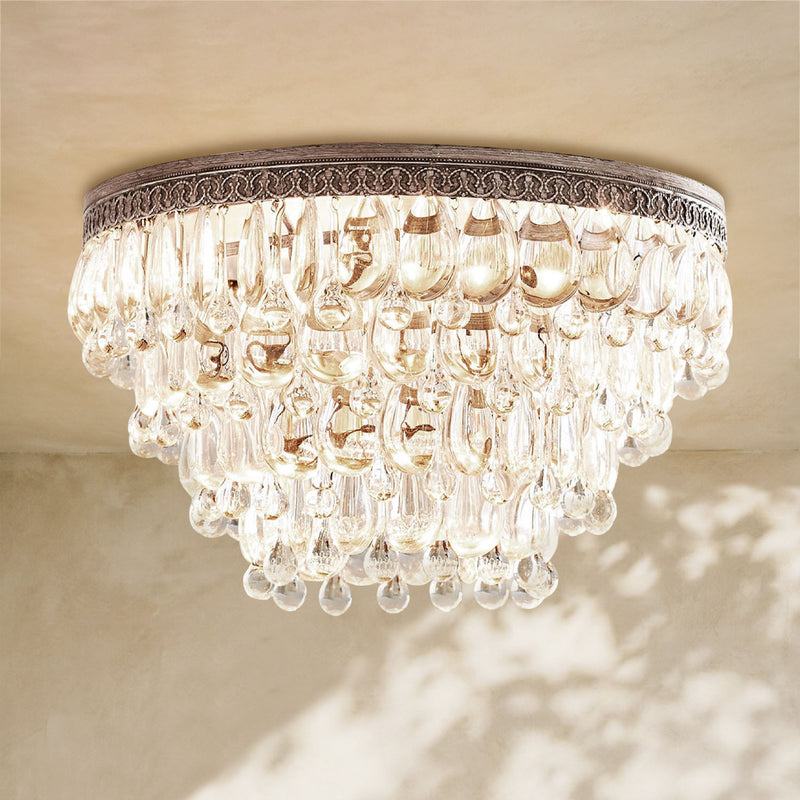 Handmade Art Crystal Glass Calira Flush Mount