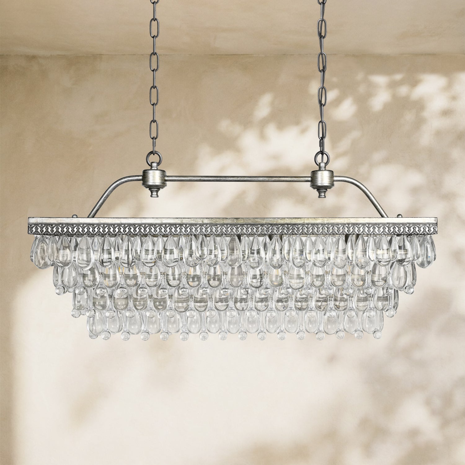 Handmade Art Crystal Glass Calira Rectangular Chandelier