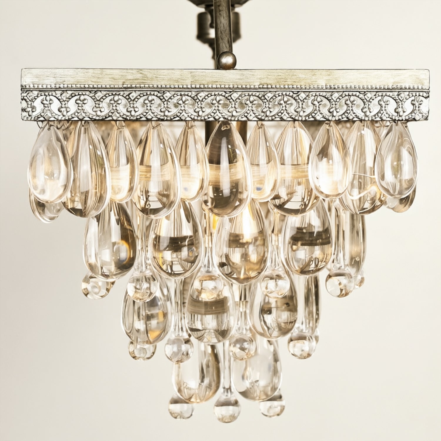 Handmade Art Crystal Glass Calira Rectangular Chandelier