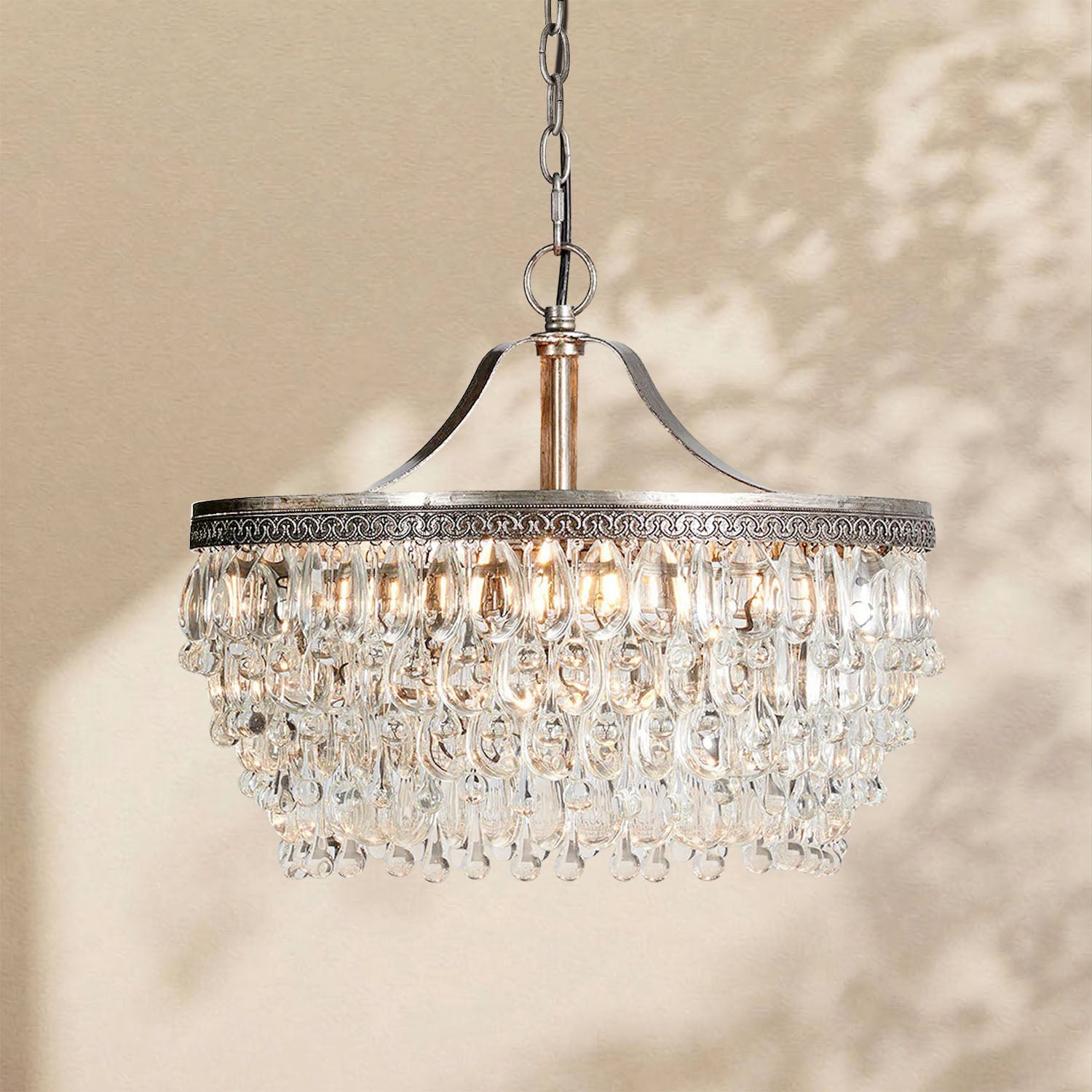 Handmade Art Crystal Glass Calira Round Chandelier
