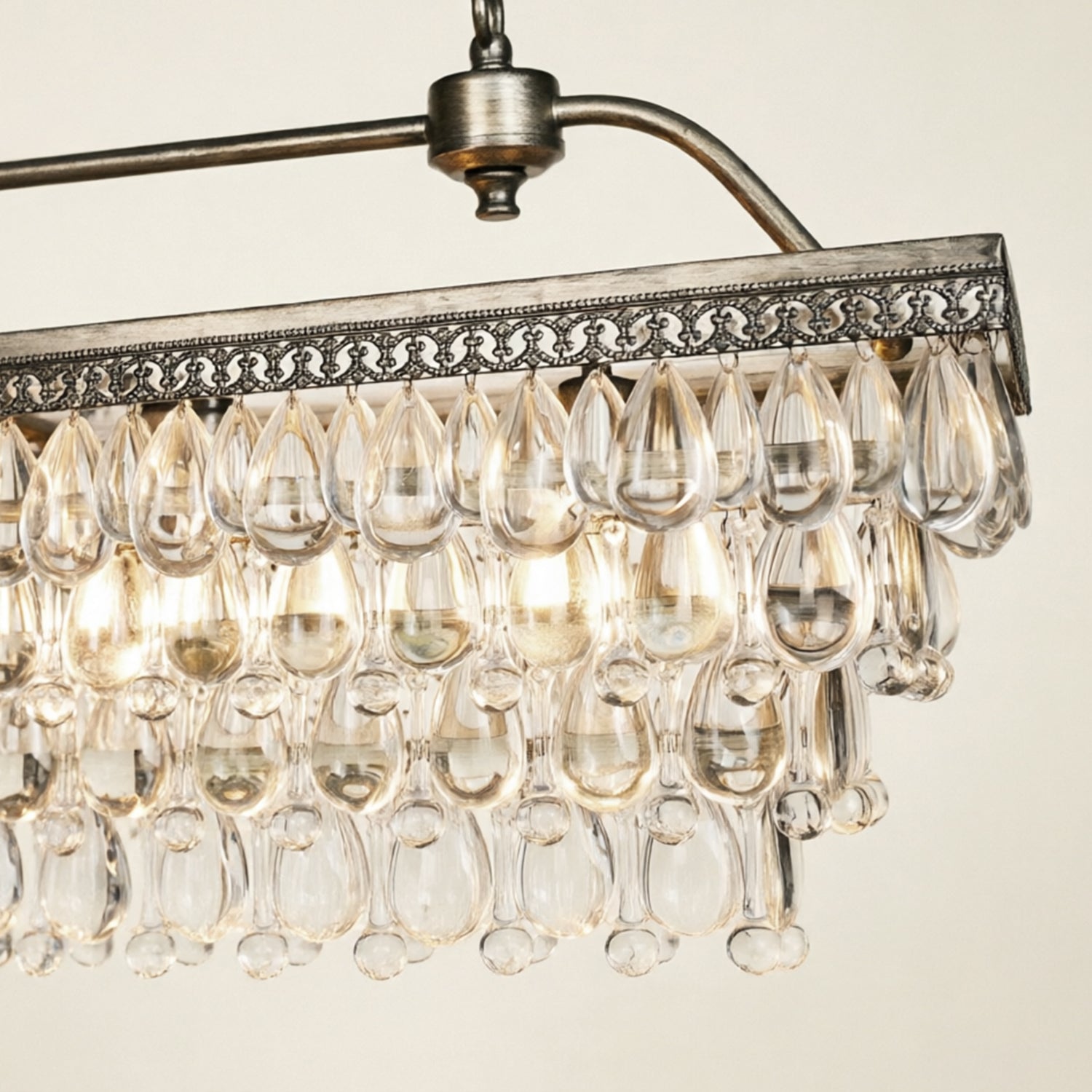 Handmade Art Crystal Glass Calira Rectangular Chandelier