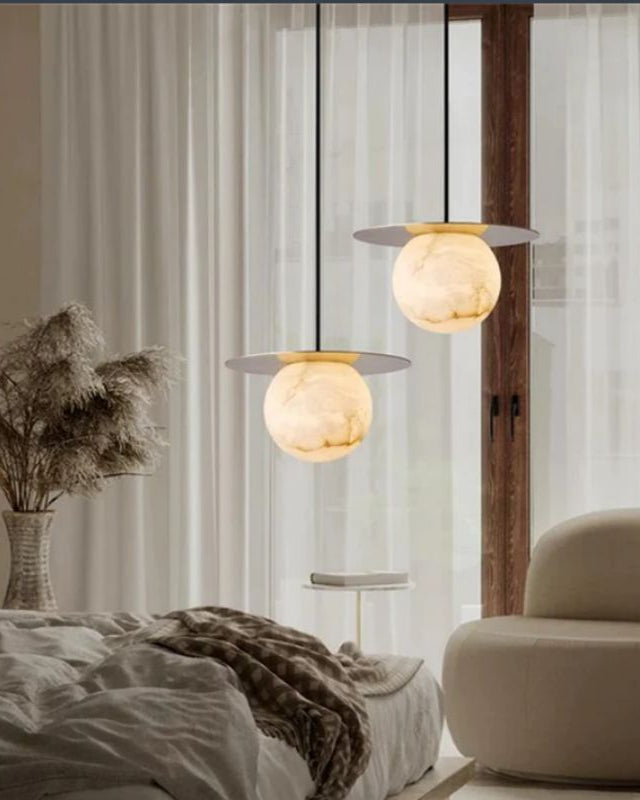Garfield Spanish Alabaster Bedside Pendant