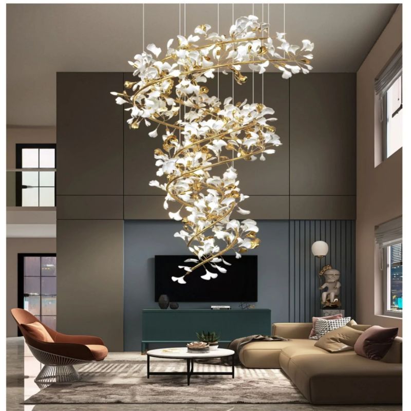Ceramic Ginkgo B(Spiral) Branch Chandelier