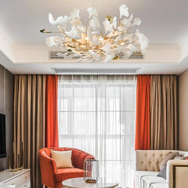 TLL Ceramic Ginkgo Petal Chandelier