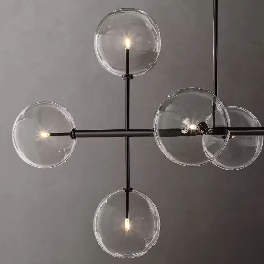 Modern Glass Globe Linear Chandelier 72"