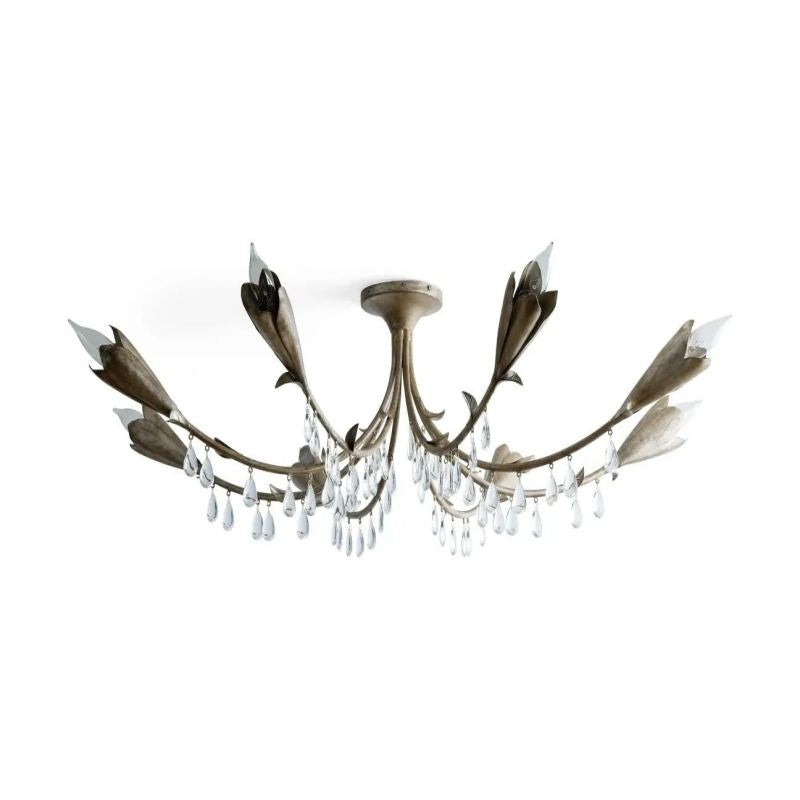 Gothic Viticcio Leaf Flushmount 8-Light - Silver