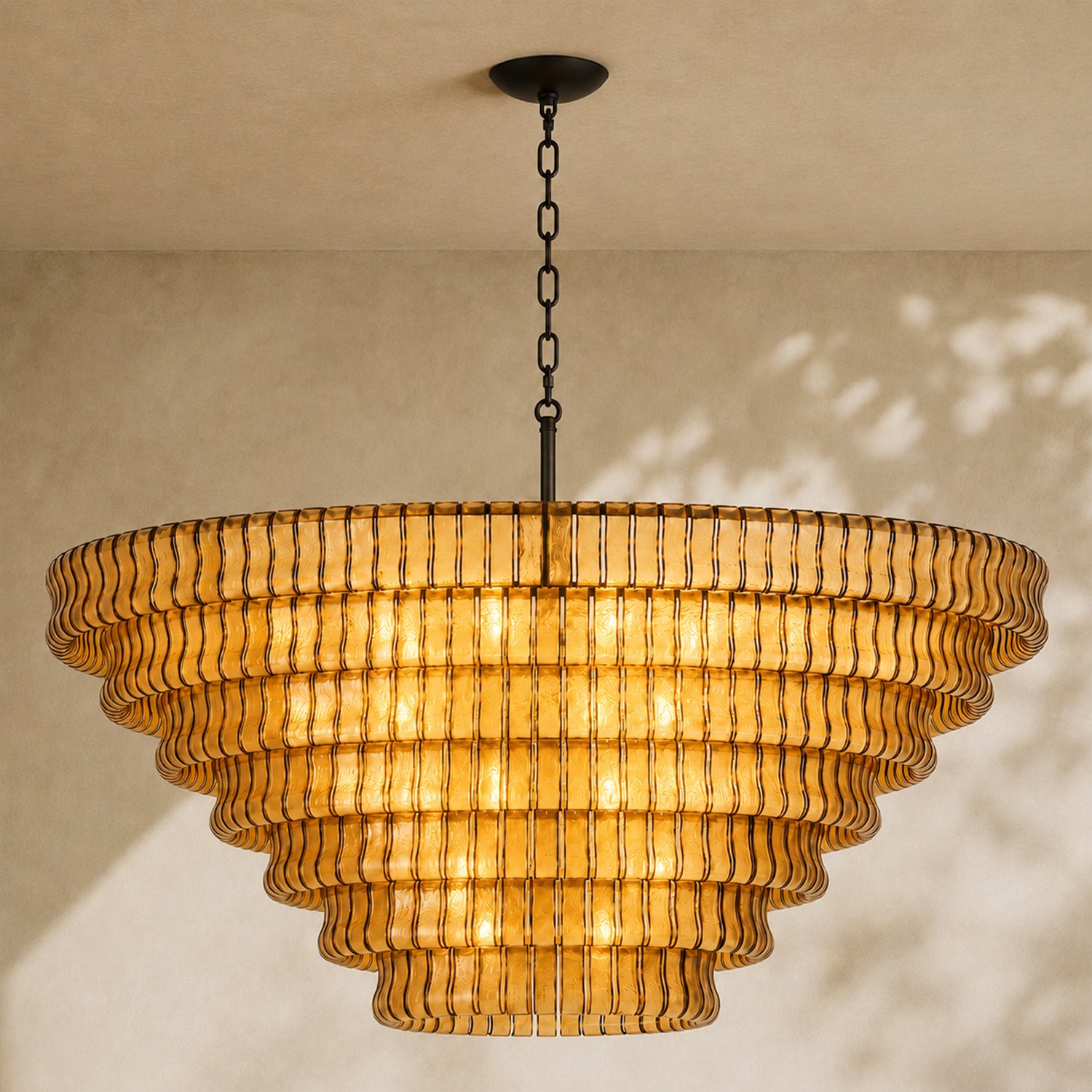 Amor 7-Tier Ghiaccio Glass Round Chandelier 60"