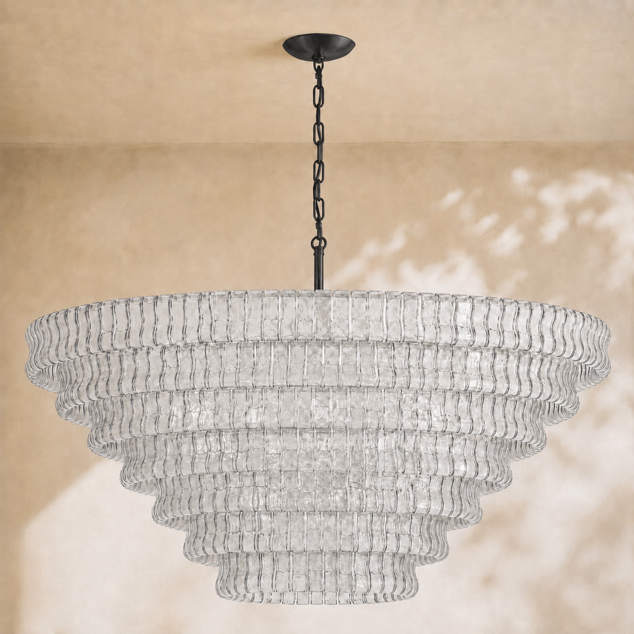 Amor 7-Tier Ghiaccio Glass Round Chandelier 60"