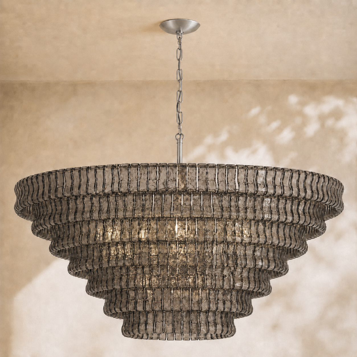 Amor 7-Tier Ghiaccio Glass Round Chandelier 60"