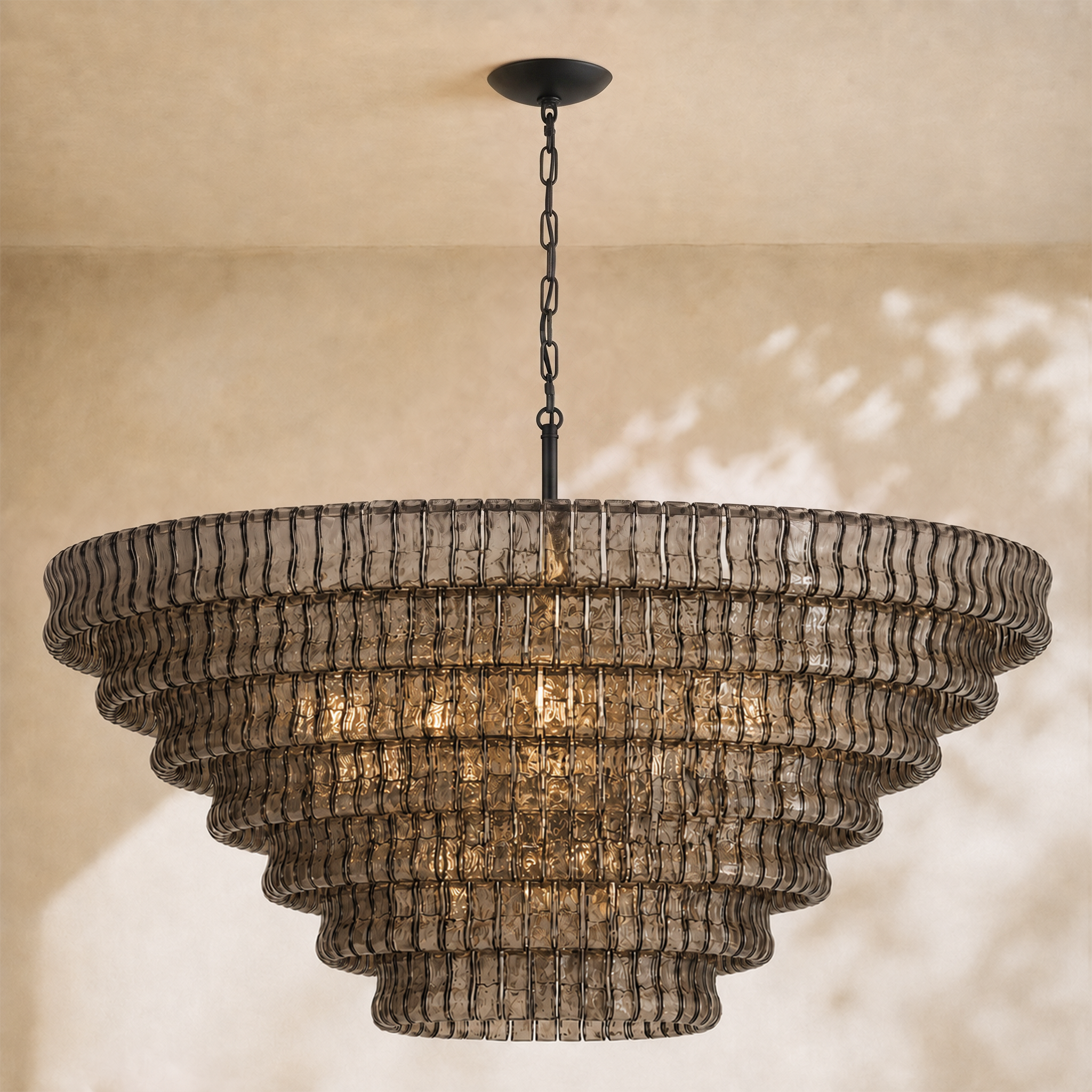 Amor 7-Tier Ghiaccio Glass Round Chandelier 60"
