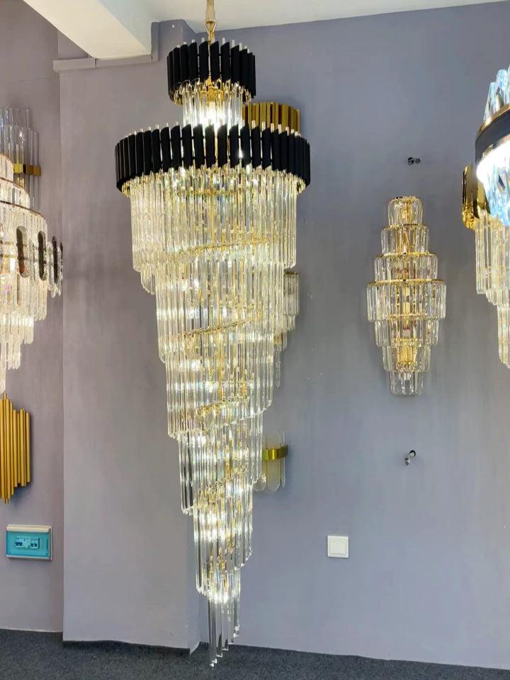 Spiral Crystal Chandelier For Foyer / Staircase