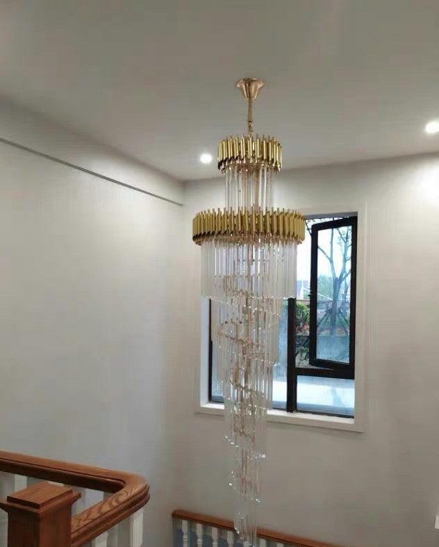 Spiral Crystal Chandelier For Foyer / Staircase
