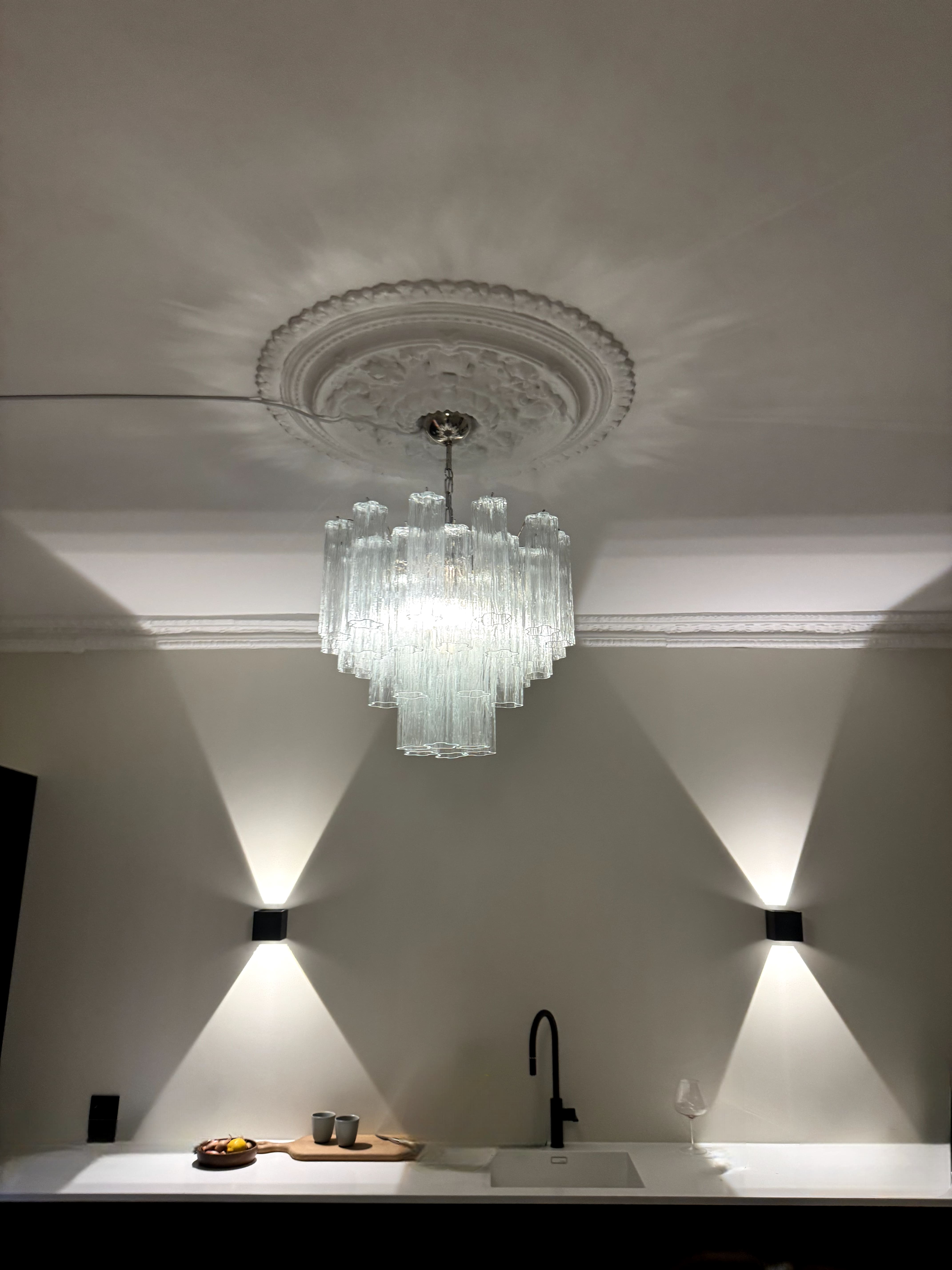Murano Chandelier 36 Clear Glass Tubes