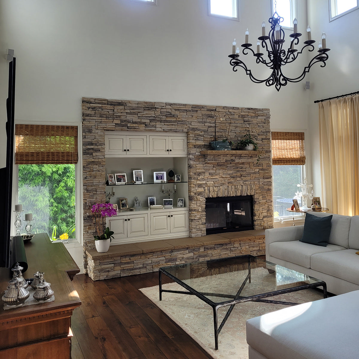 Hand-Forged Metal Square Glass Coffee Table