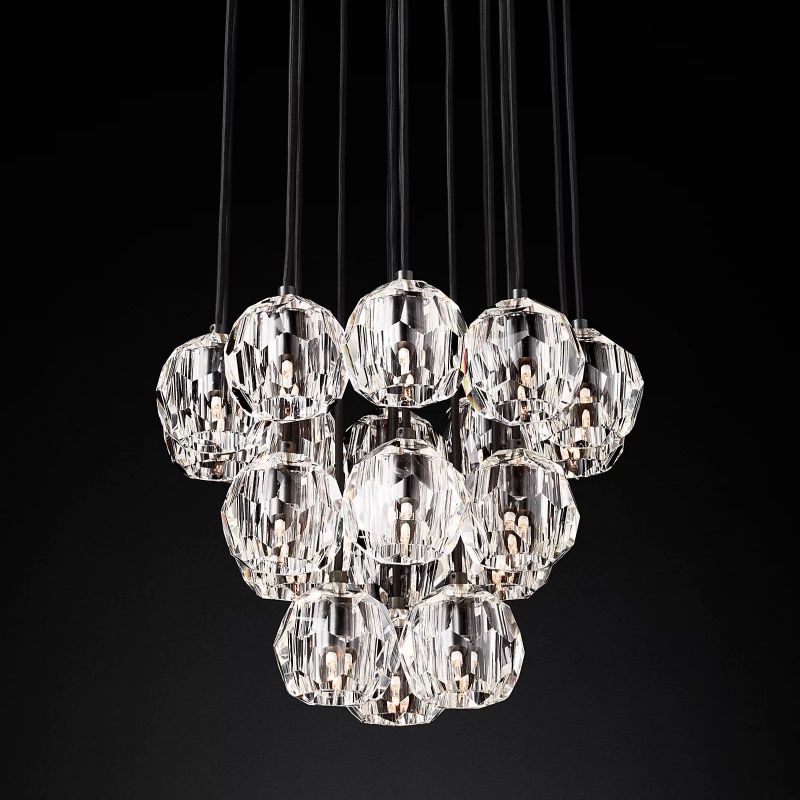 Boule Glass Round Cluster Chandelier 19"